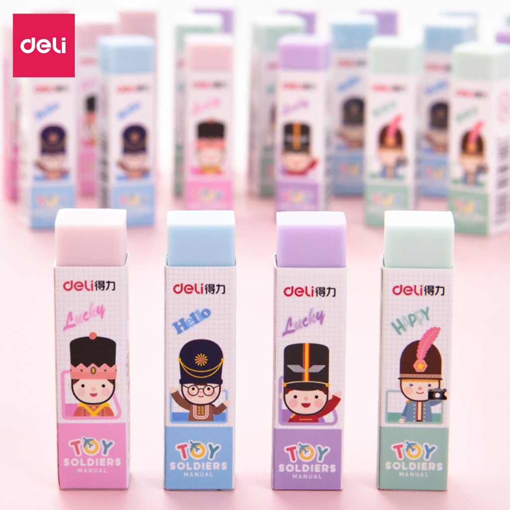 Gôm Tẩy chì hình chú lính chì Deli - Màu pastel - Tẩy sạch, ít vụn, không mòn giấy - An toàn, phù hợp học sinh, trẻ em