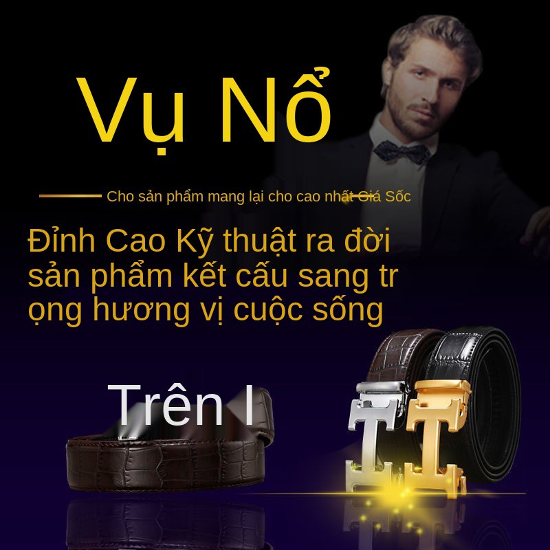 Thắt lưng nam da cá sấu Hermes H khóa trơn tự động bò công sở đa năng cao cấp