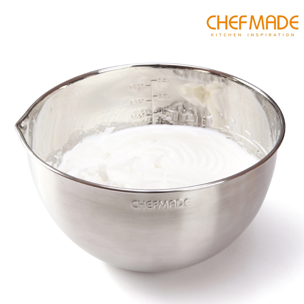 Tô đánh trứng khuấy bột CHEFMADE WK9364/WK9365 dạng tròn bằng thép không gỉ 18/8 tiện dụng cho nhà bếp 20CM/24CM