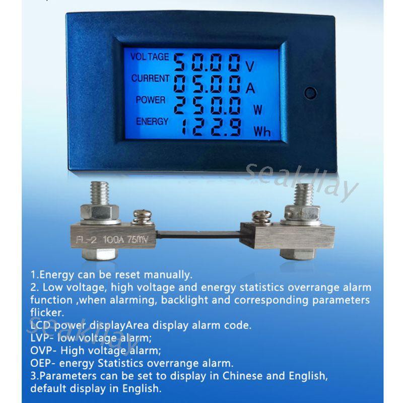 Đồng hồ đo công suất điện áp Dc 100a 10kw