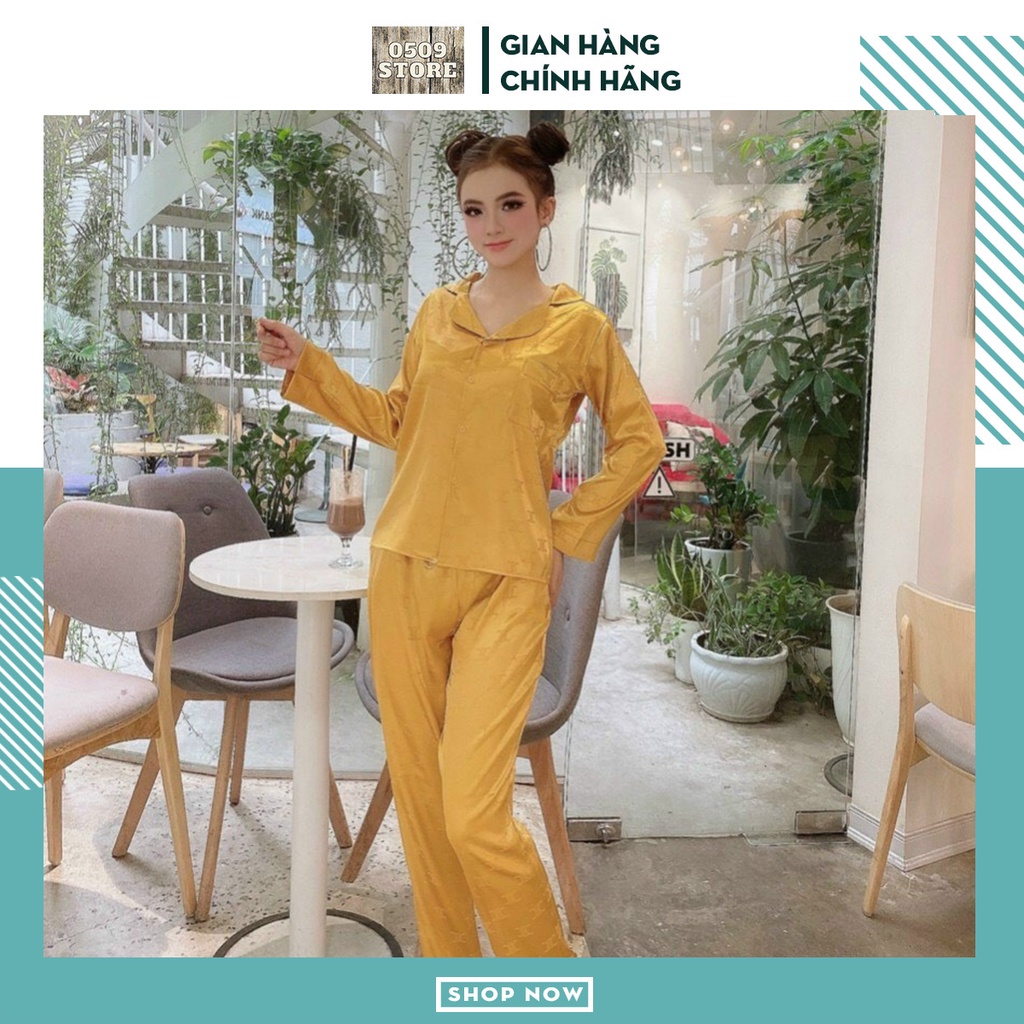 Bộ Pijama lụa gấm cao cấp dài tay, bộ ngủ lụa vải gấm siêu xịn