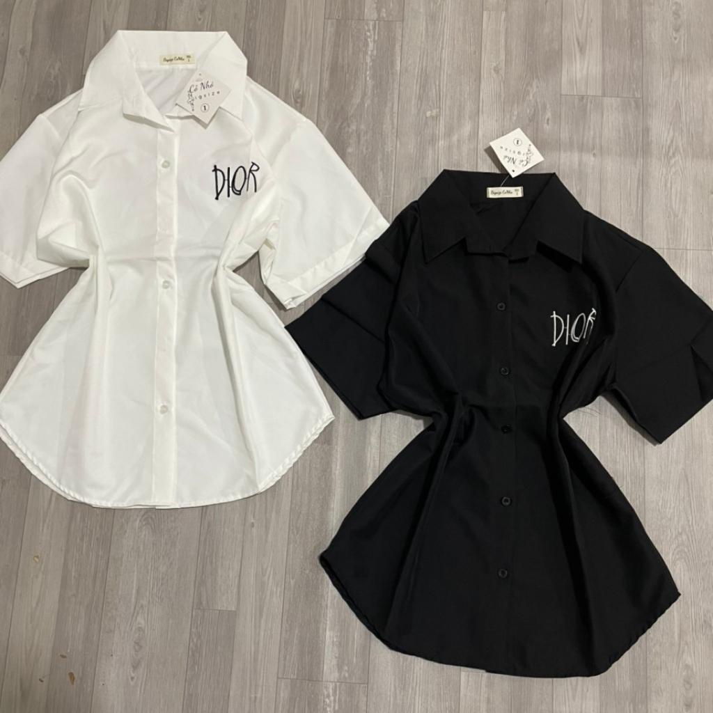 Áo sơ mi nữ bigsize, Áo bigsize nữ kiểu chữ dio ngoại cỡ trên 55kg-100kg SM DIOR KIEU - 100kg-bigsize cô nhỏ