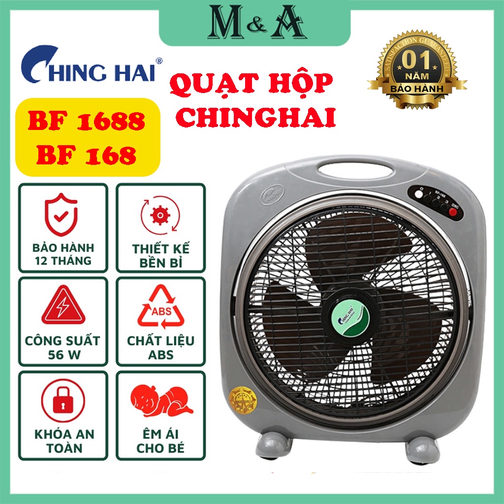 Quạt hộp tản gió Chinghai BF168 / BF1688 - Công suất lớn - 3 Tốc độ gió - Hàng chính hãng
