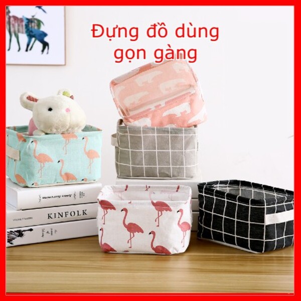 Giỏ đựng quần áo sọt đựng đồ gắp gọn hình vuông bằng vải bố để quần áo bẩn tiết kiệm không gian