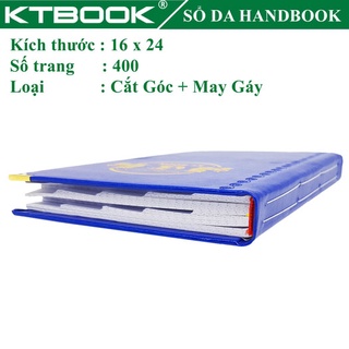 SỔ GHI CHÉP BÌA DA KTBOOK HANDBOOK CAO CẤP 400 trang size 16 x 24 cm ruột giấy in caro (CẮT góc + MAY gáy)