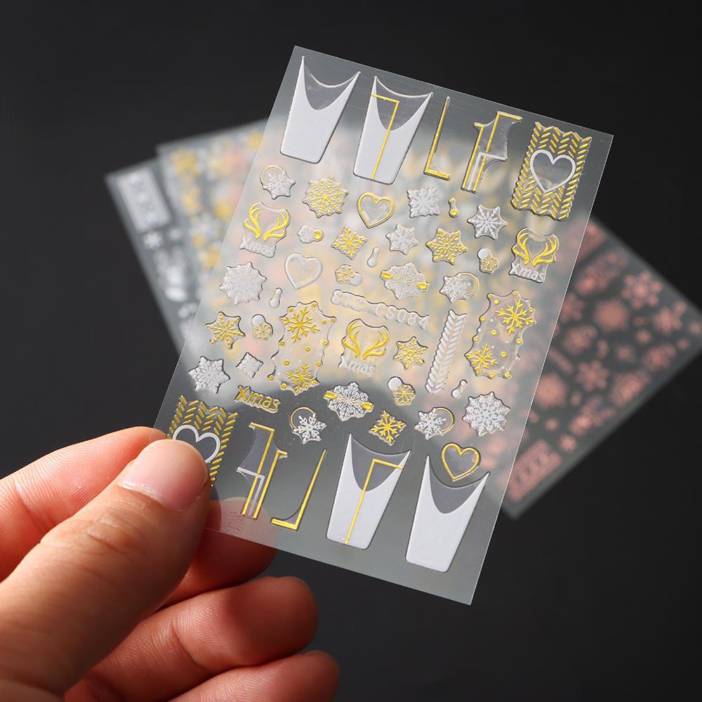 XIANTIN Sticker Dán Móng Họa Tiết Hoạt Hình 3D Phong Cách Giáng Sinh