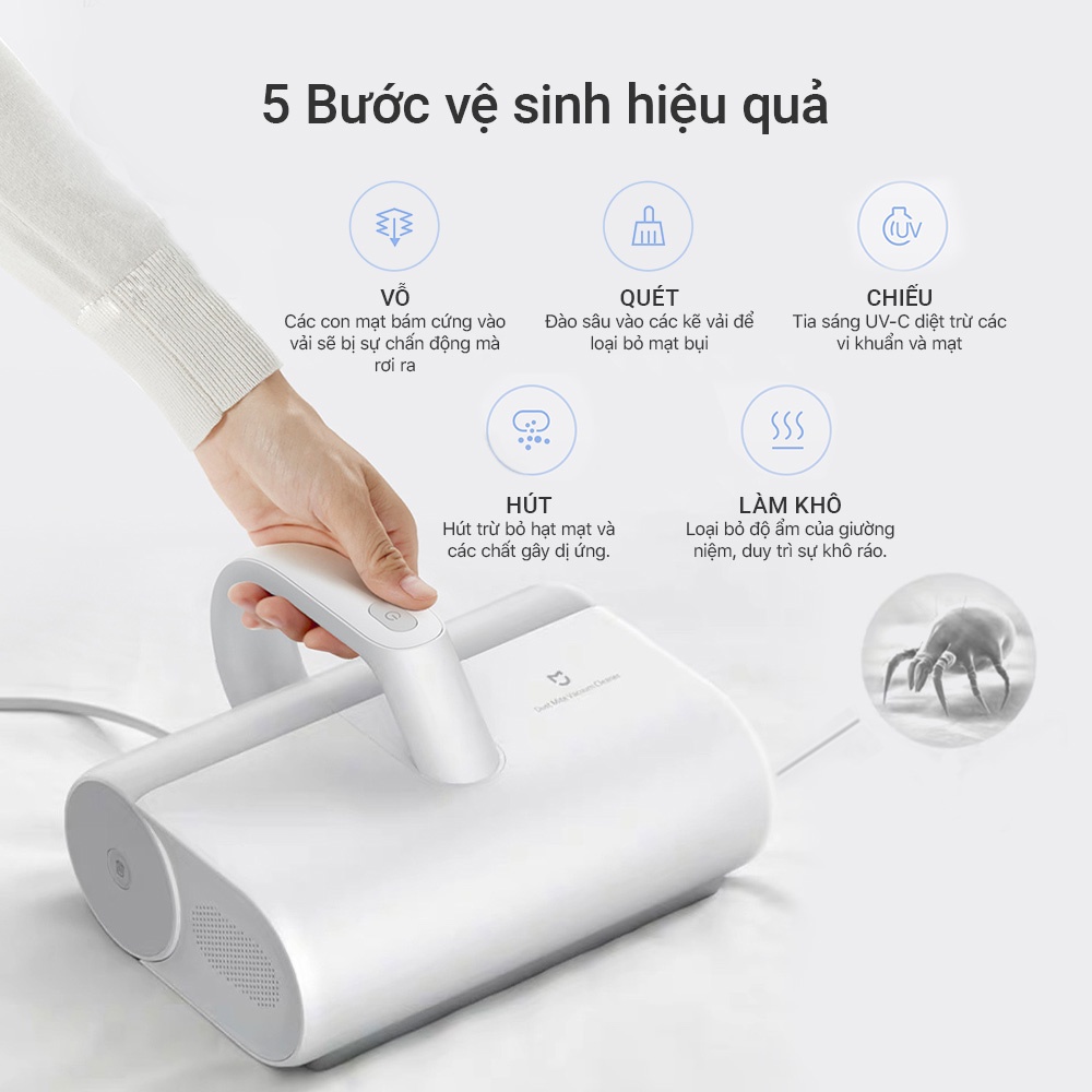 Máy hút bụi giường nệm xiaomi Mijia Dust mites vacuum cleaner lực hút lớn 12KPa- Máy hút bụi diệt khuẩn UV-MJCMY01DY