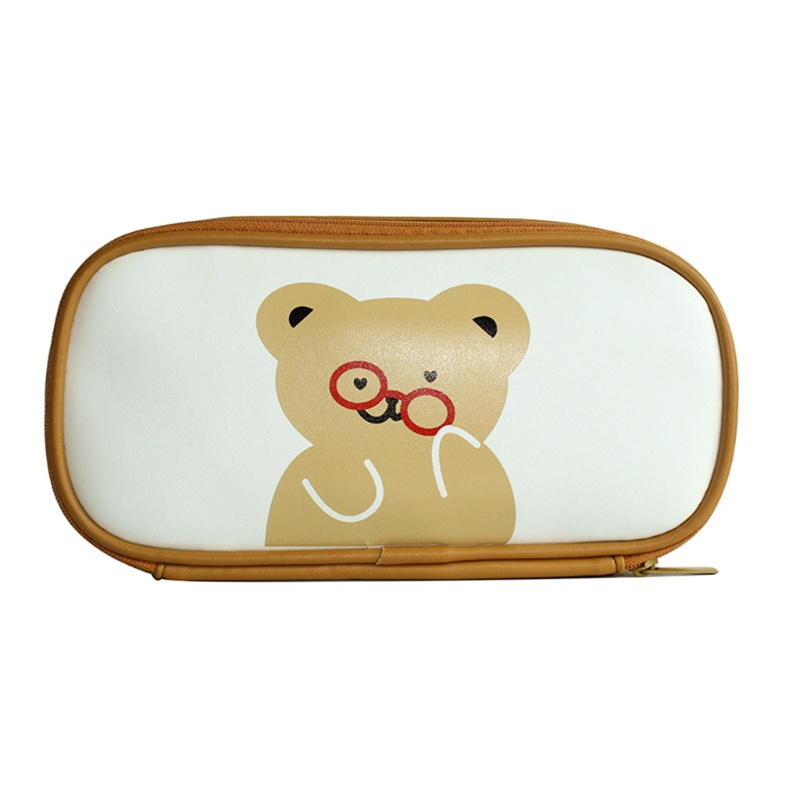 Túi Đựng Bút Bằng Da Sức Chứa Lớn In Họa Tiết Gấu seng Bear