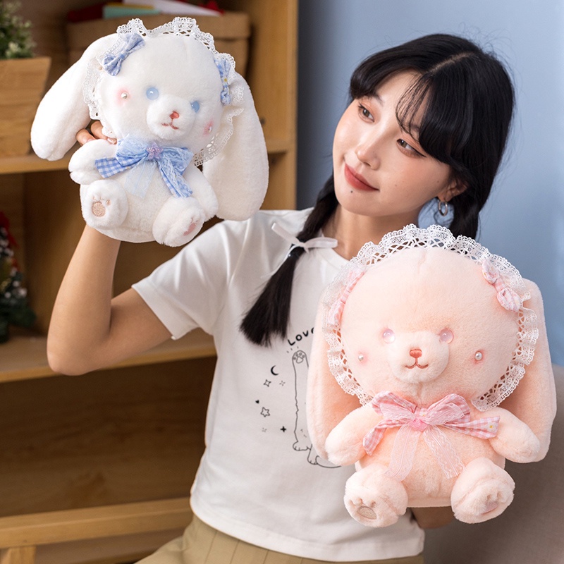 Hàng Có Sẵn Trong 24Lolita vui nhộn cho nữ Thỏ Nhồi Bông Mềm Mại Phong Cách Lolita Dễ Thương Dùng Làm Quà Tặng Thú Nhồi Bông Hình Thỏ Tai Dài 25-40cm Mềm Mại Đáng Yêu