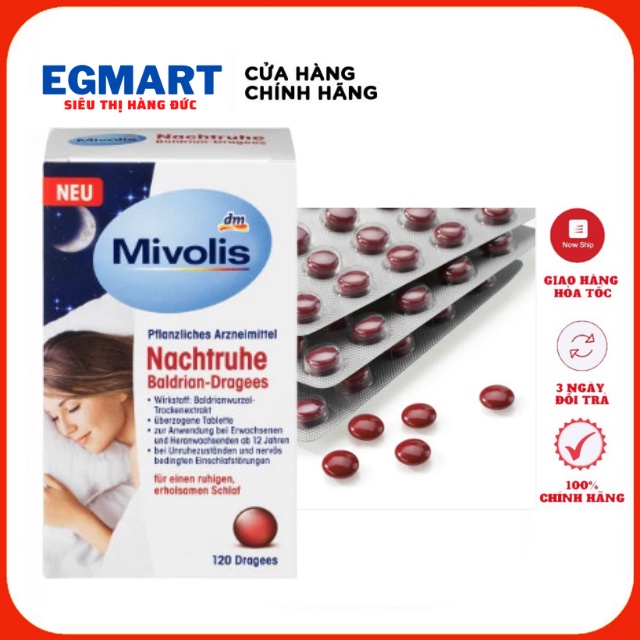 Viên thảo dược hỗ trợ ngủ ngon giảm căng thẳng Mivolis 120 viên nội địa Đức