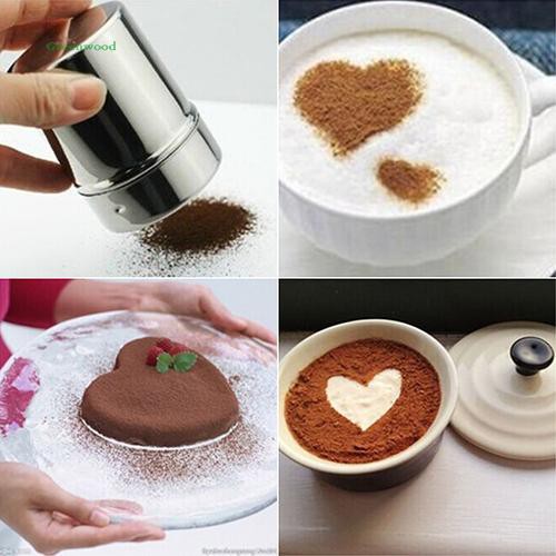 Green❤Stainless Steel Chocolate Shaker Flour Powder Icing Sugar Coffee Sifter + Lid