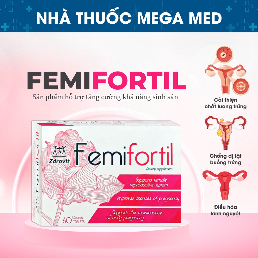 Thực phẩm chức năng Femifortil - Bổ Trứng - Dành cho phụ nữ - Tăng cường sức khỏe sinh sản