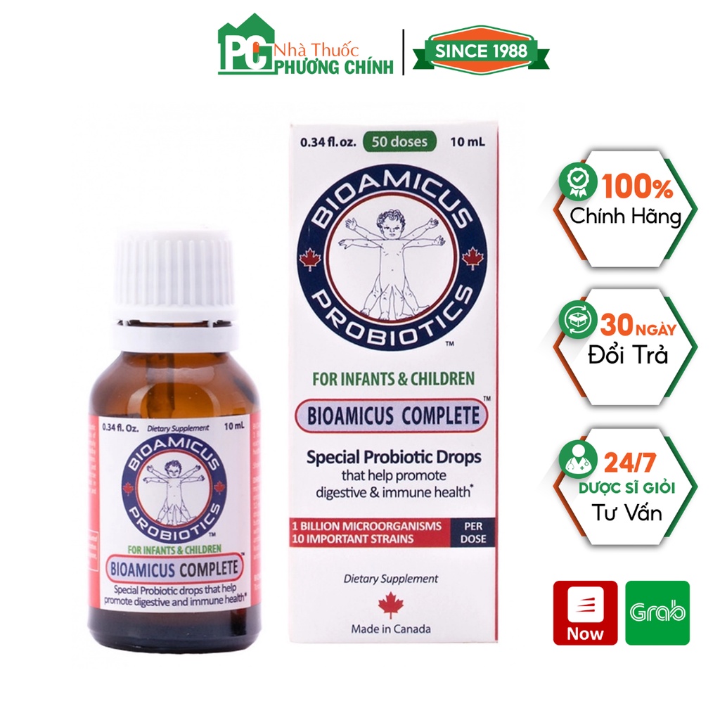 Men Vi Sinh Bioamicus Complete Chứa 10 Chủng Lợi Khuẩn Giúp Cải Thện Rối Loạn Tiêu Hóa, Tiêu Chảy, Táo Bón (Lọ 10ml)
