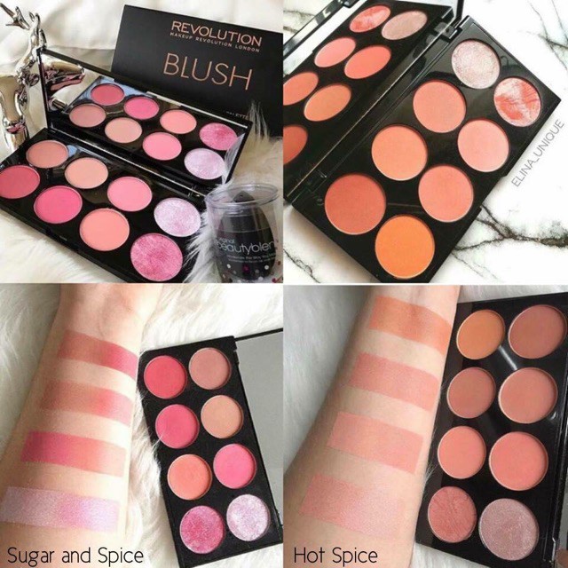 Bảng Revolution 3 in 1 phấn má/highlight/ tạo khối Makeup Revolution Ultra Blush Palette (Bill Anh)