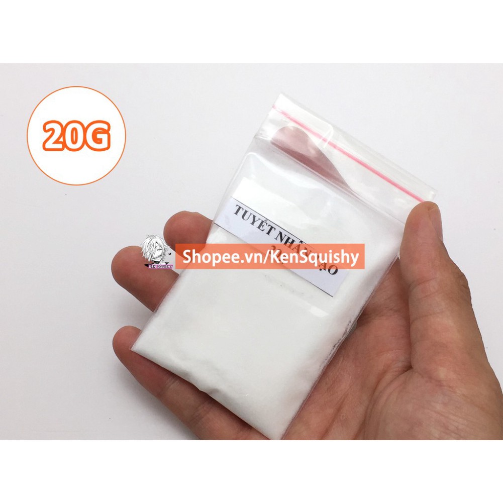 Tuyết Nhân Tạo Loại 20Gram Đóng Gói Túi Zip Nguyên Liệu Làm Slime Mây