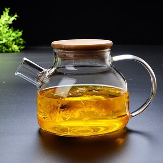 Bình Pha Trà Thuỷ Tinh Nắp Gỗ 1000ml, 1600ml