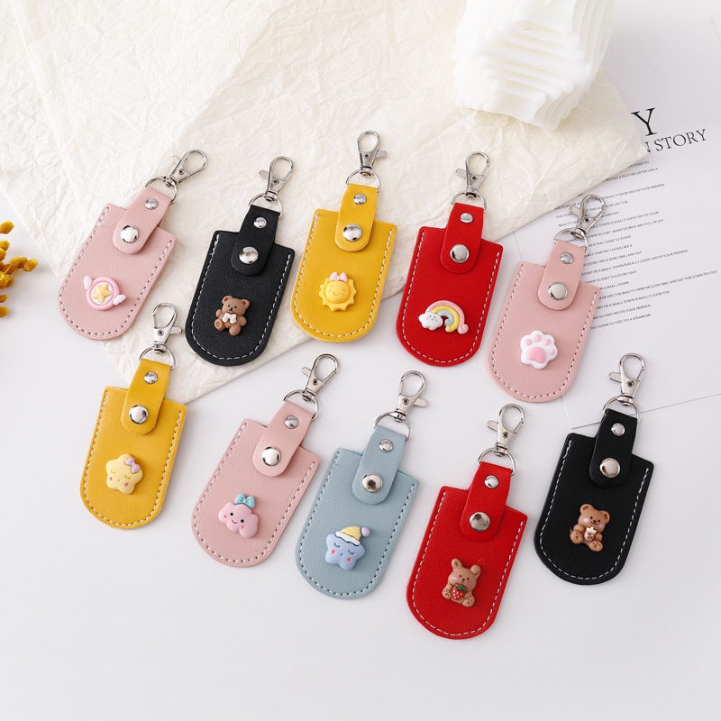 Vỏ Bọc Thẻ Kiêm Móc Khóa Hình Chữ Nhật mini Hình Hoạt Hình Dễ Thương