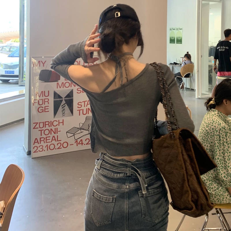 Áo Sweater Cardigan Tay Dài Hở Vai Dáng Ôm Thời Trang Mùa Thu Phong Cách Hàn Quốc Hàng Mới Dành Cho Bạn Gái 2021