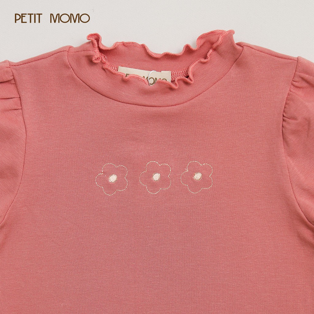 Áo Thun Bé Gái 16 Tuổi Thêu Hoa Cổ Cao PETIT MOMO 100% Cotton Cao Cấp H101