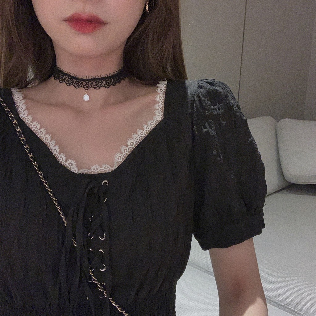 Đầm tay phồng nhấn eo phong cách Pháp cho nữ | BigBuy360 - bigbuy360.vn