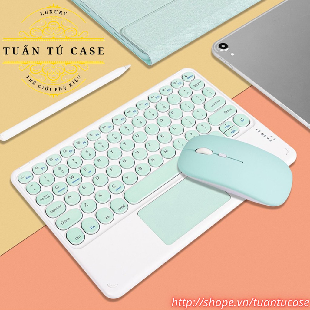 Bộ bàn phím chuột không dây Bluetooth có Touchpad cho iPad Máy tính bảng Điện thoại Laptop Macbook Tivi - Tuấn Tú Case