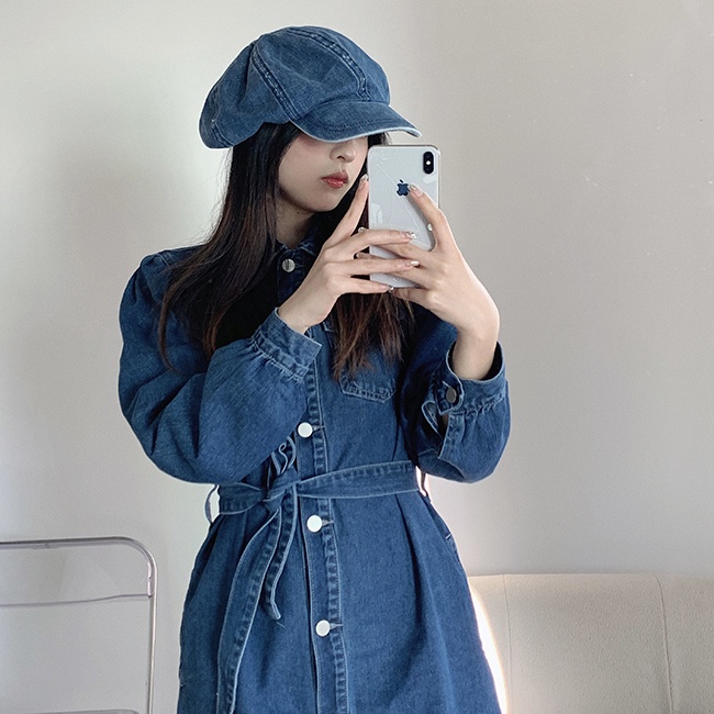 Mũ Beret Màu Xanh Dương Phong Cách Cao Bồi Thời Trang Xuân Hè Nhật Bản Cho Nữ
