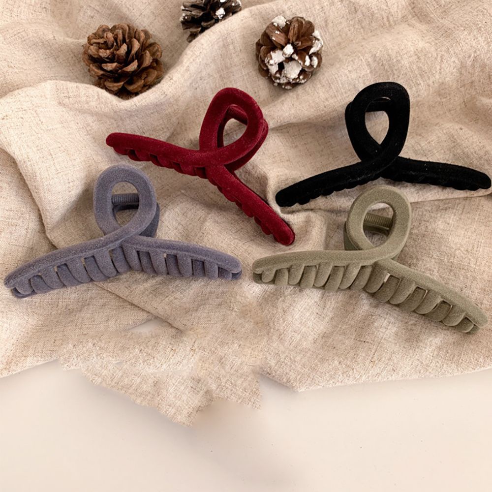 NEEDWAY Kẹp tóc càng cua cỡ lớn bằng nhung phong cách Hàn Quốc thanh lịch cho nữ