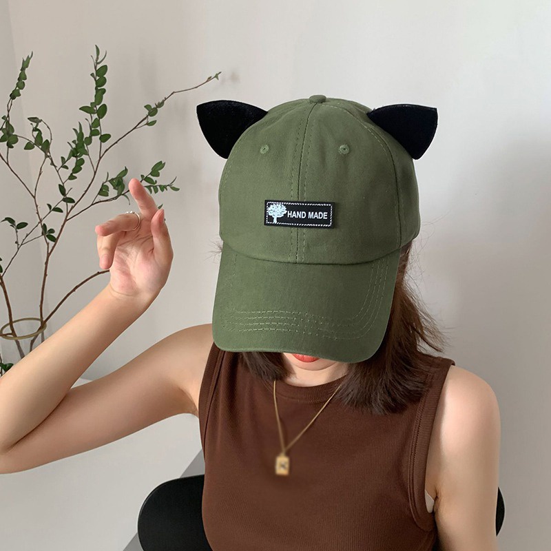 Mũ Lưỡi Trai Hình Tai Mèo Đeo Kính Mát Phong Cách Hip Hop Hàn Quốc Dễ Thương