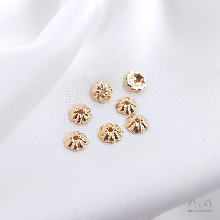 💖Trang sức DIY phụ kiện💖14K mạ vàng giữ màu chủ sở hữu năm cánh hoa mặt trời hoa bốn lá hoa hạt chủ sở hữu mũ DIY phụ kiện trang trí thủ công đầu tiên
