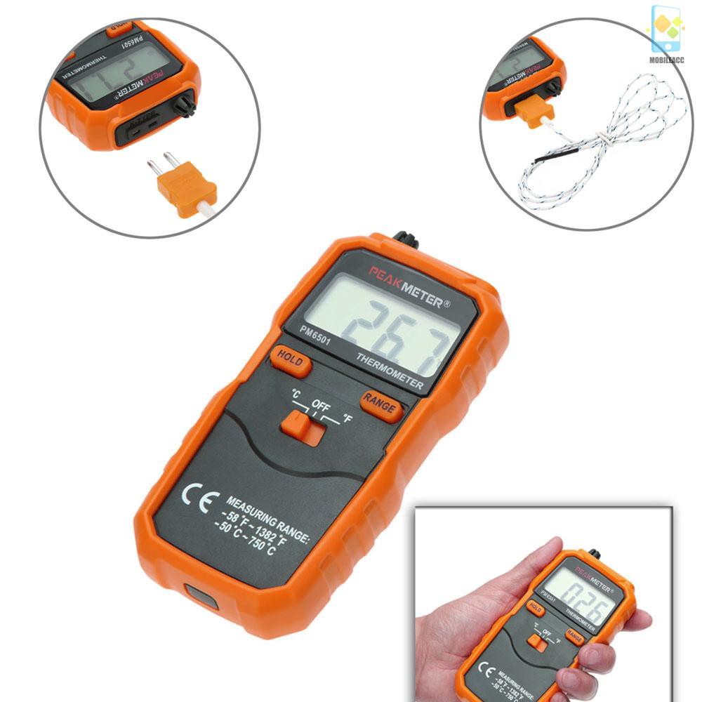 M PEAKMETER PM6501 LCD Display Wireless K Type Temperature Meter Thermocouple W/Data Hold/Logging Digital Thermometer