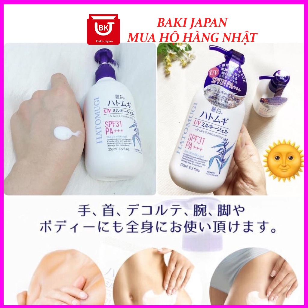 Sữa dưỡng thể chống nắng trắng da Hatomugi UV SPF 50++ Nhật Bản 250ml