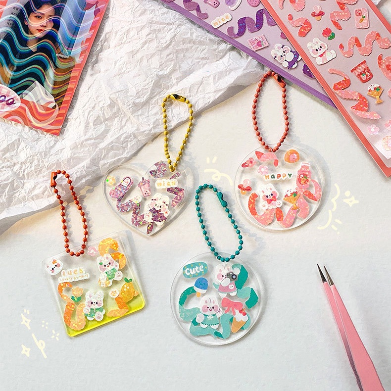 Flowertree 1 Bộ Sticker Dán Trang Trí Scrapbook Hình Thỏ
