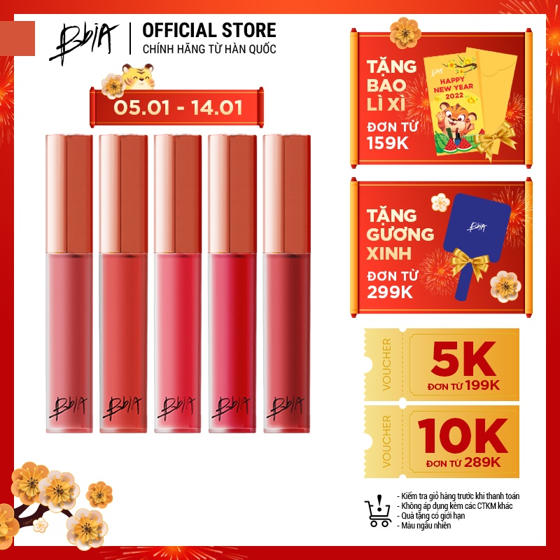 Son Kem Lì Bbia Last Velvet Lip Tint Version 4 (5 màu) 5g Bbia Official Store