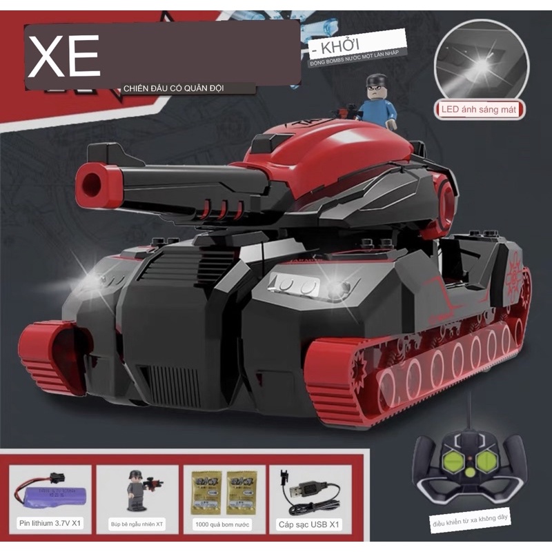 Đồ chơi ! Xe tăng điều khiển từ xa bắn bom nước mã 168-3