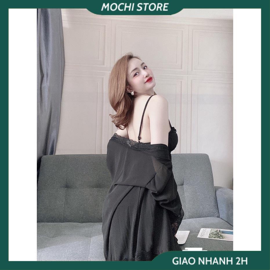 Set 3 Món Đồ Ngủ, Đầm 2 Dây Nữ, Áo Choàng Phối Ren Kèm Quần Chất Chiffon Màu Trơn Form Dáng Rộng Rãi Thời Trang Mặc Nhà | BigBuy360 - bigbuy360.vn