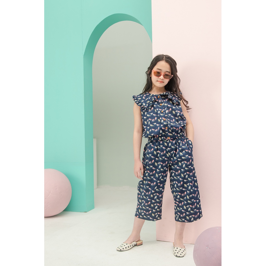 Bộ Jumpsuit JOOKYLI bé gái họa tiết xanh 95G0903