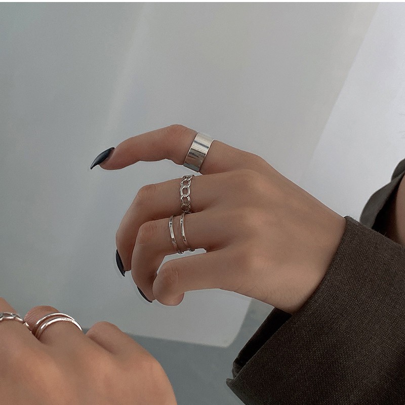 Set 3 Nhẫn Đeo Tay Kim Loại Thời Trang Nữ Tính