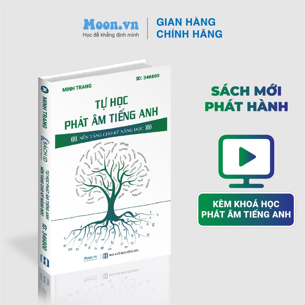 Sách tiếng anh, Tự học phát âm tiếng anh moonbook cô Minh Trang.