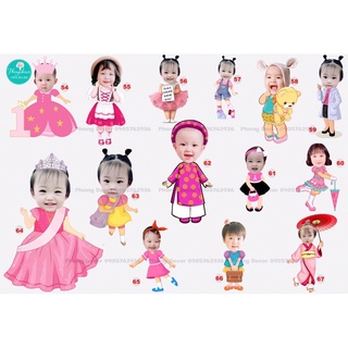 Thiết kế chibi sinh nhật, trang trí sinh nhật bé gái