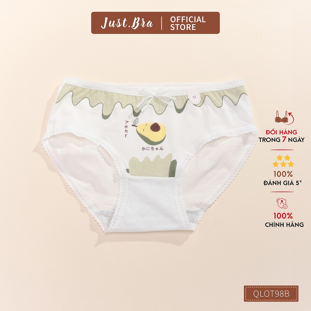 Quần lót nữ Just Bra cotton họa tiết quả bơ đáng yêu, thoáng mát QLOT98B