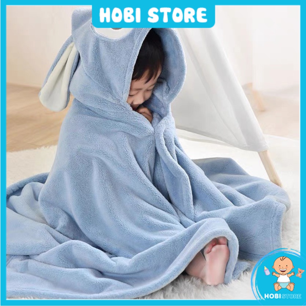 Áo choàng tắm cho bé, khăn tắm có mũ, dùng làm khăn choàng cho bé khi ra ngoài - Hobi Store