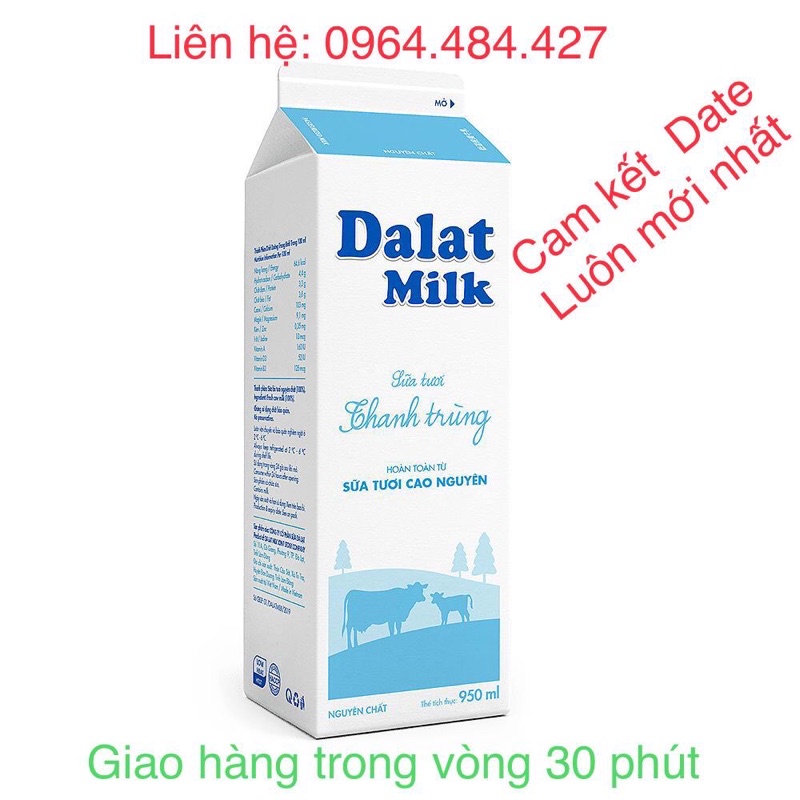 Sữa thanh trùng Đalatmilk không đường 950ml