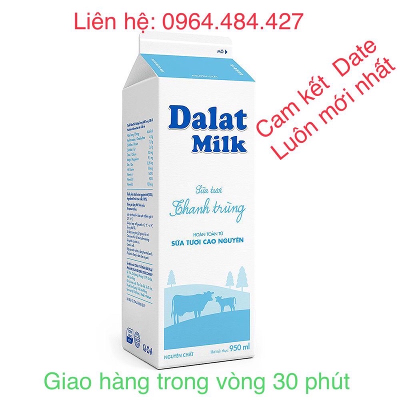 Sữa thanh trùng Đalatmilk không đường 950ml( chỉ giao tphcm)