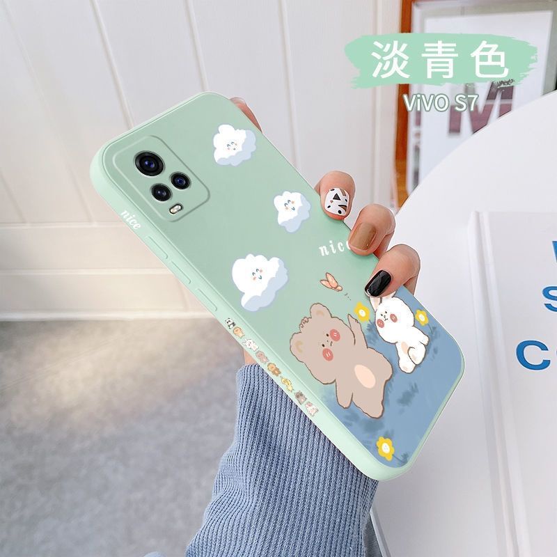 Ốp Điện Thoại silicone Mềm Họa Tiết Gấu Thỏ Kèm Dây Đeo Cho vivo y17s V23E 5G V21 5G V20 V20PRO V20SE