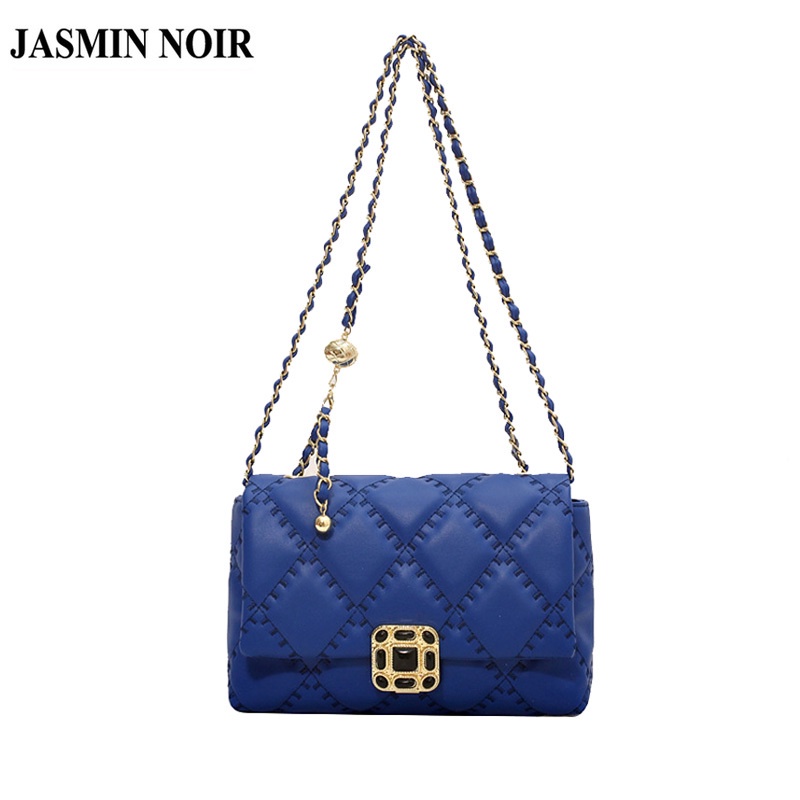 Túi Đeo JASMIN NOIR Chéo Dáng Vuông Nhỏ Họa Tiết Sọc Caro Phối Dây Xích Thời Trang Trẻ Trung Cho Nữ