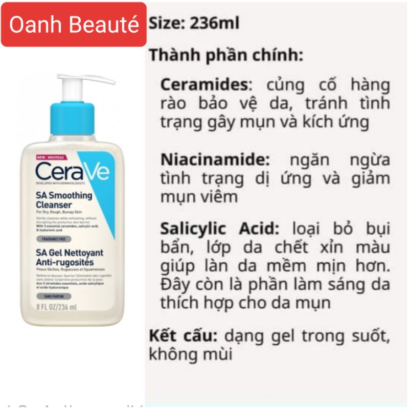 Sữa rửa mặt cho da mụn Cerave SA bản Pháp | BigBuy360 - bigbuy360.vn