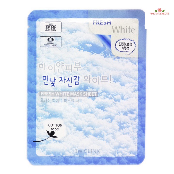 [Mã giảm giá] Hàng Chính Hãng mặt nạ tuyết dưỡng trắng da 3W Clinic Fresh White Mask Sheet 23ml