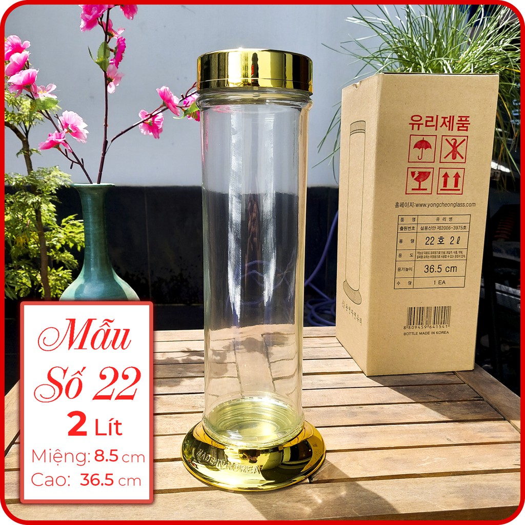 Bình ngâm rượu thủy tinh sâm Hàn Quốc 2L hình Trụ - HANRIDO. Phóng sâm - Sang trọng - Sức khỏe