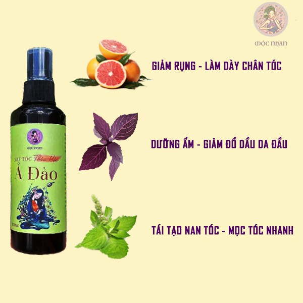 Xịt mọc tóc Thảo mộc Ả Đào - Tinh dầu Bưởi rừng và Hương Nhu kích tóc mọc nhanh, mềm mại MỘC NHAN 100ml