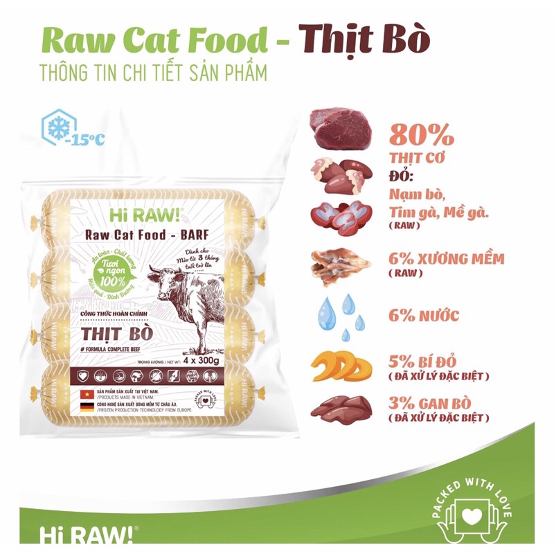 Raw cat food, rawfood, thức ăn thô dinh dưỡng hoàn chỉnh cho mèo Hi raw